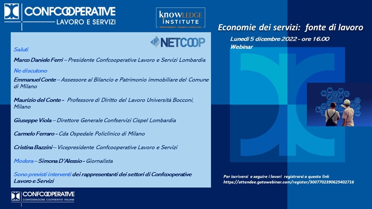Webinar - 5 dicembre ore 16.00 "Economie dei servizi: fonte di lavoro"